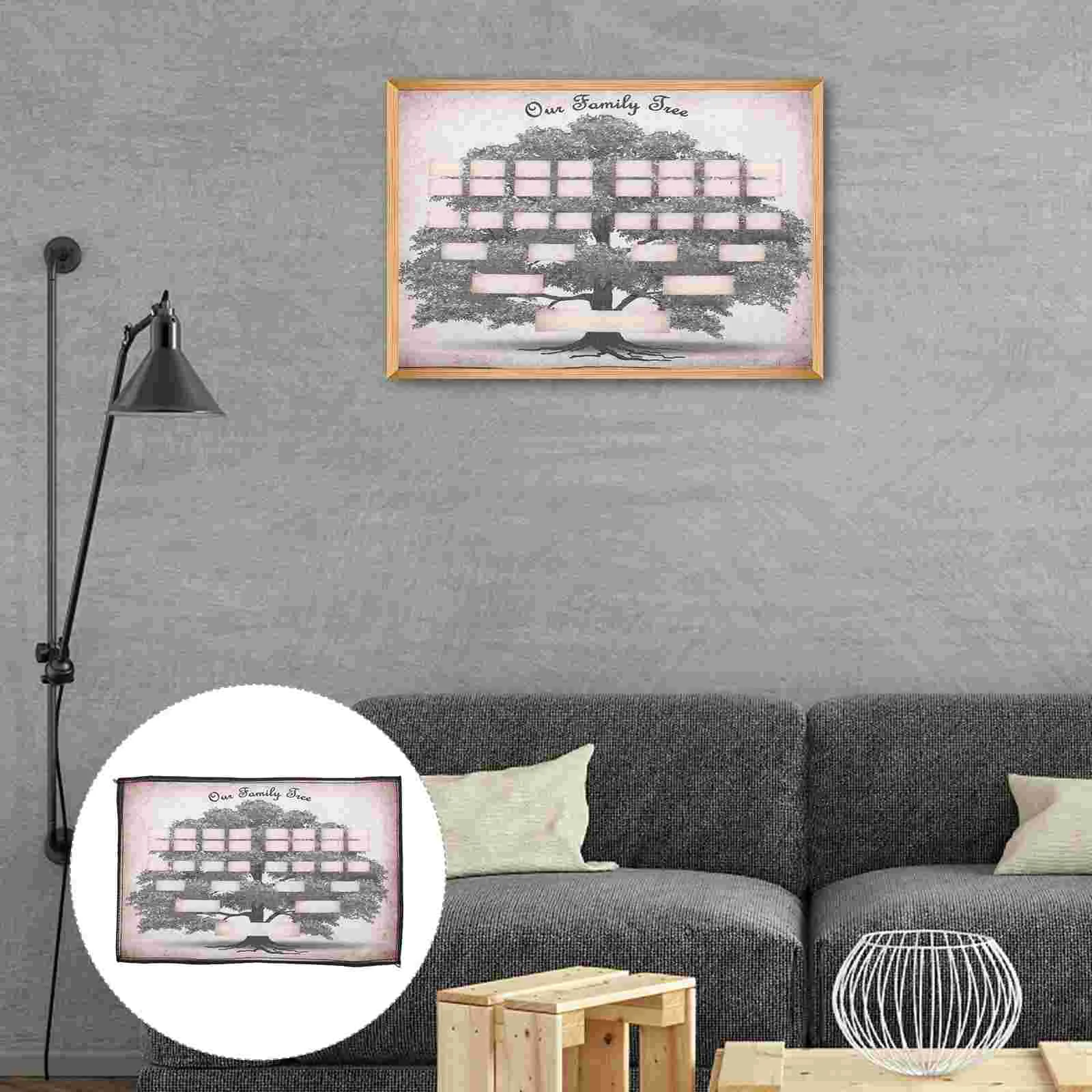 Canvas Blank Fillable Ancestry Chart Family Tree Handwriting Members Genealogy Diagram Home Decor Office