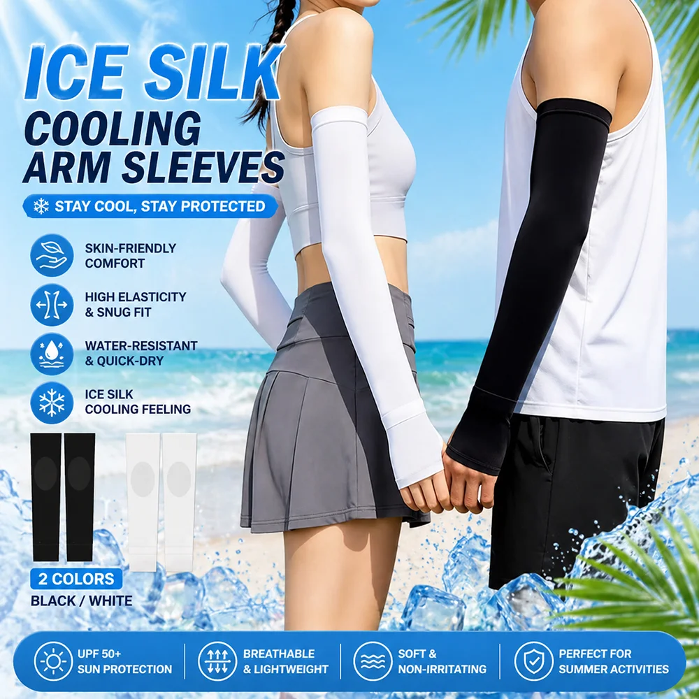 

Ice Silk Cooling Arm Sleeves UV Protection UPF50+ Breathable Stretch Sports Sun Protection Sleeves Outdoor Cycling Fishing