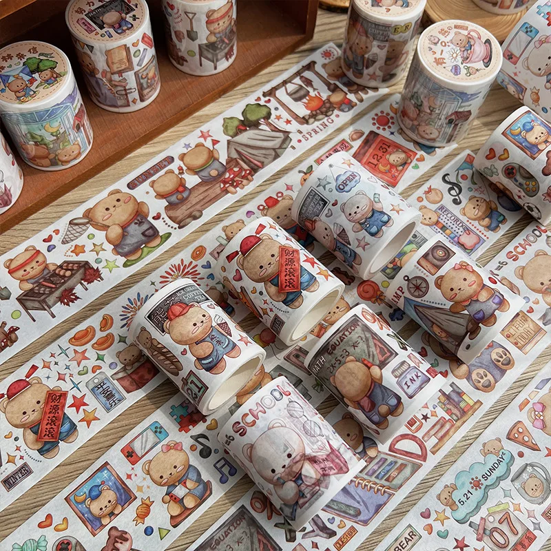 A Bear Series Washi Tape Cute Cartoon Children Stickers Diy Diary Album Scrapbook Planners Calendars Gifts Journal Decoration