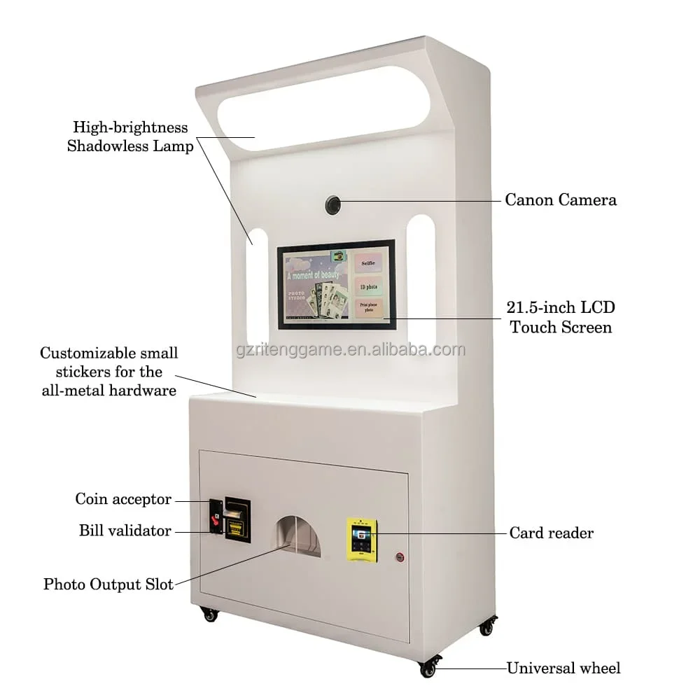 Self-Service Photo Booth Machine Business Photobooth Printer Kiosk Camera Compatibility Photo Vending Machine Print Function