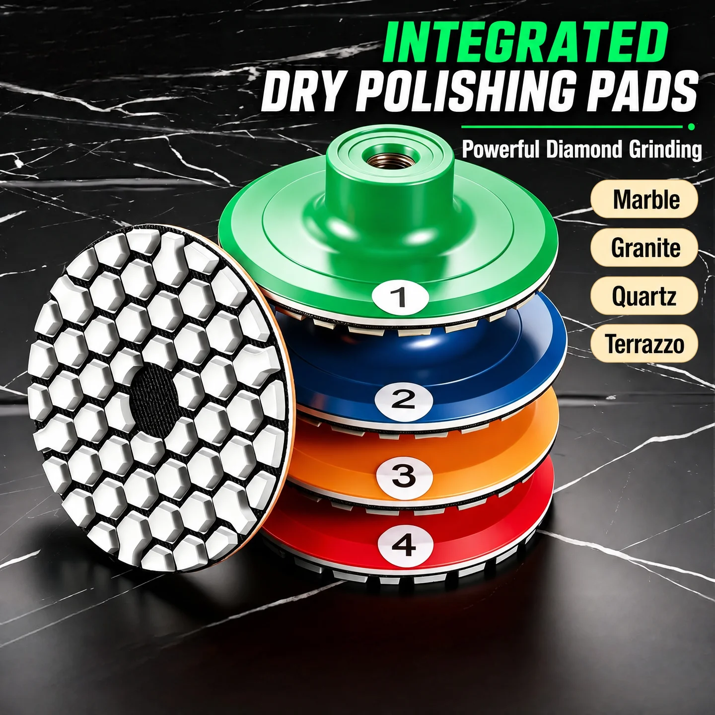 Diamond Integrated Dry Polishing Disc for Angle Grinder Tile Edge Chamfering Marble Granite Quartz Stone Surface Finishing Tools