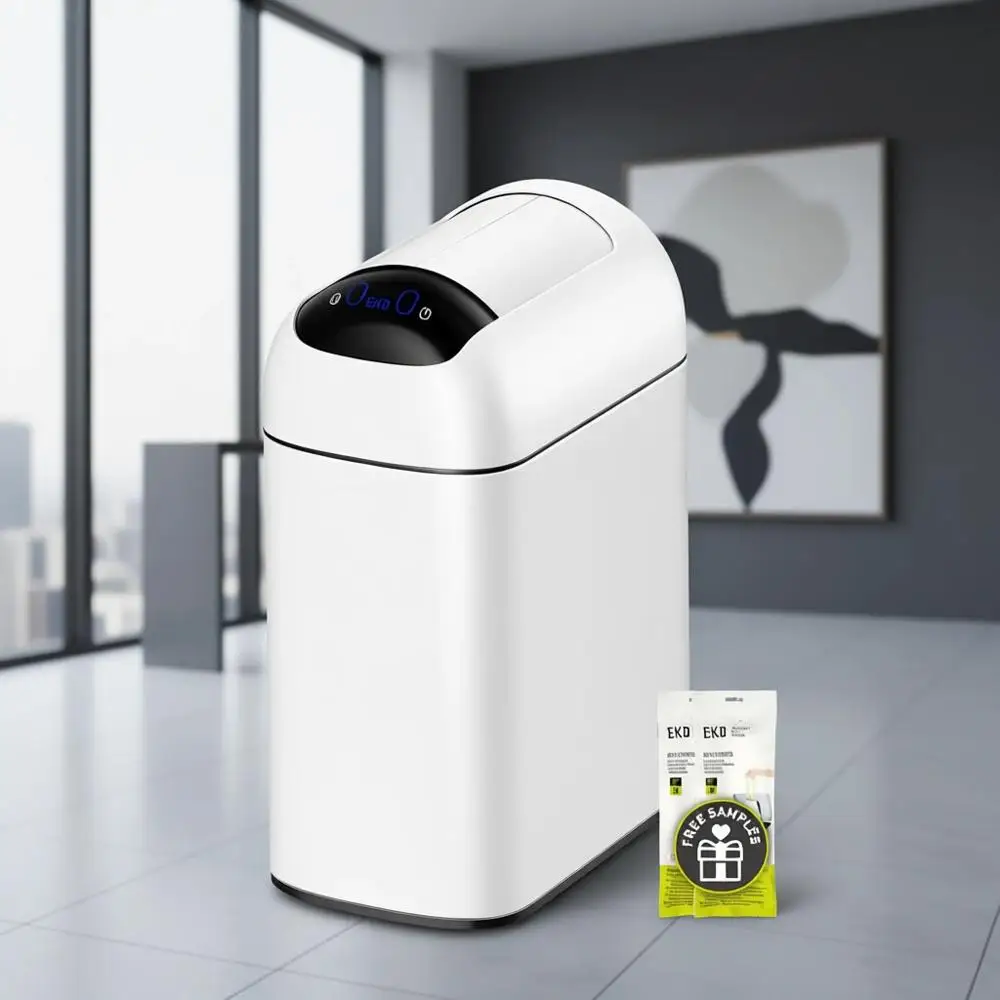 

10L Touch-Activated Stainless Steel Trash Can with Retractable Lid, Waterproof for Kitchen, Bathroom, Office Use, White