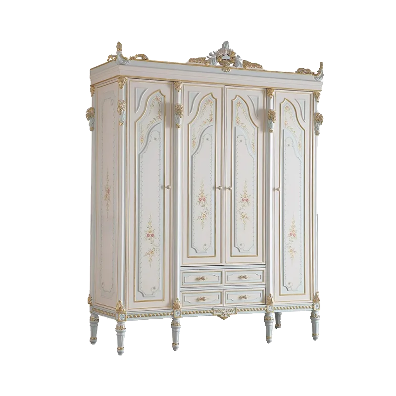 

European retro bedroom 4 door large wardrobe villa locker large storage cabinet