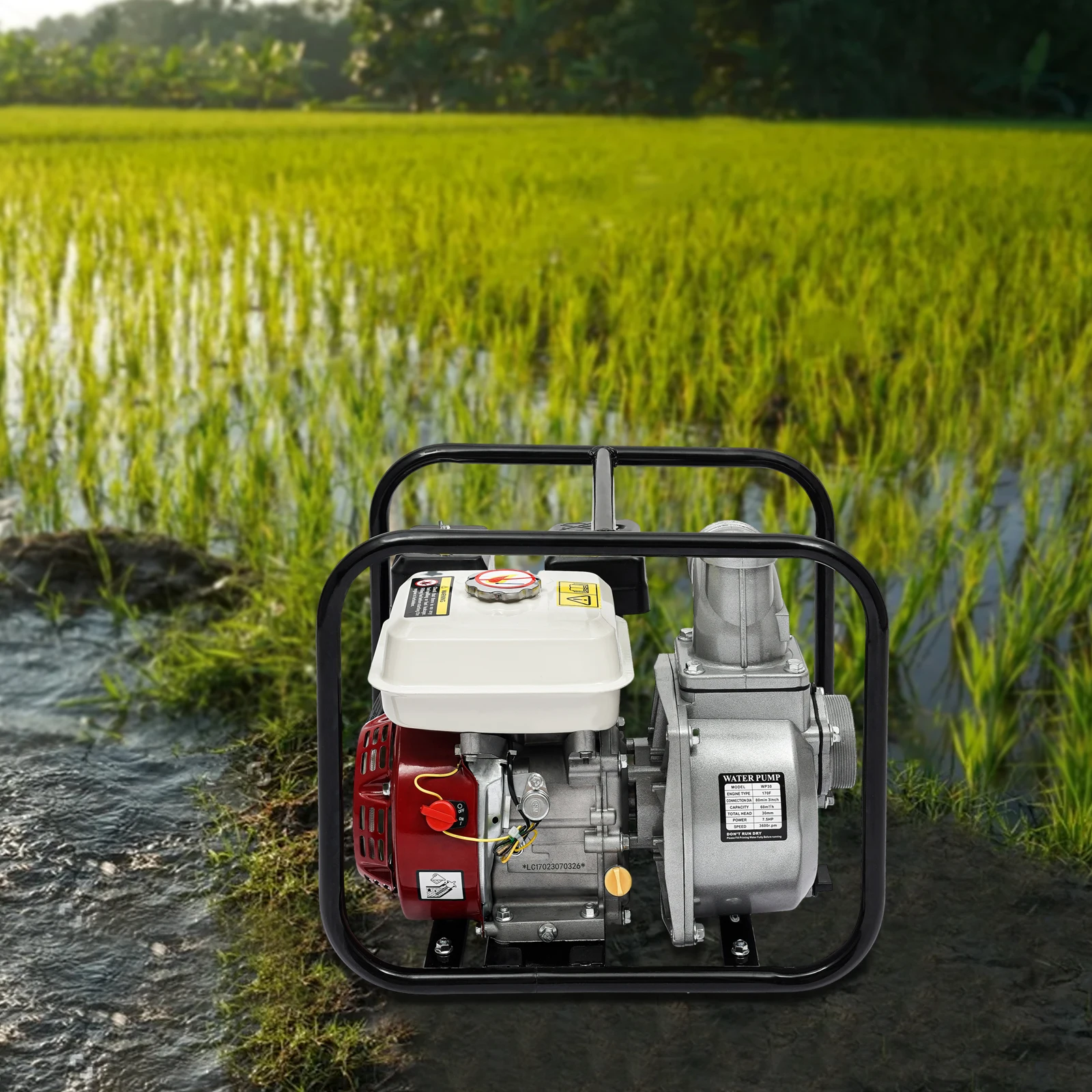 7.5HP 3inch Portable Gasoline Powered Water Pump Water Transfer Garden Farm Irrigation Petrol Pump Engine Intake 60m3/h