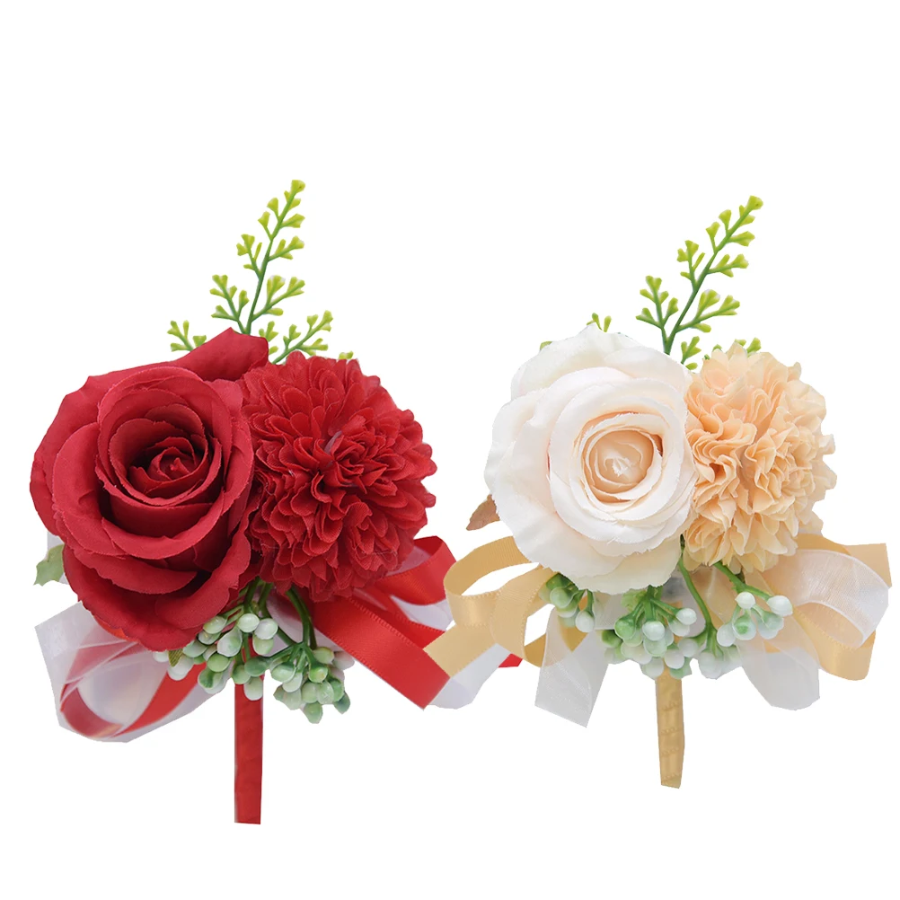 

Artificial Flower Corsage Bridal Brooch Pin for Bride Groom Dress Suit Wedding Party Occasion Accessories Simulated Flowers