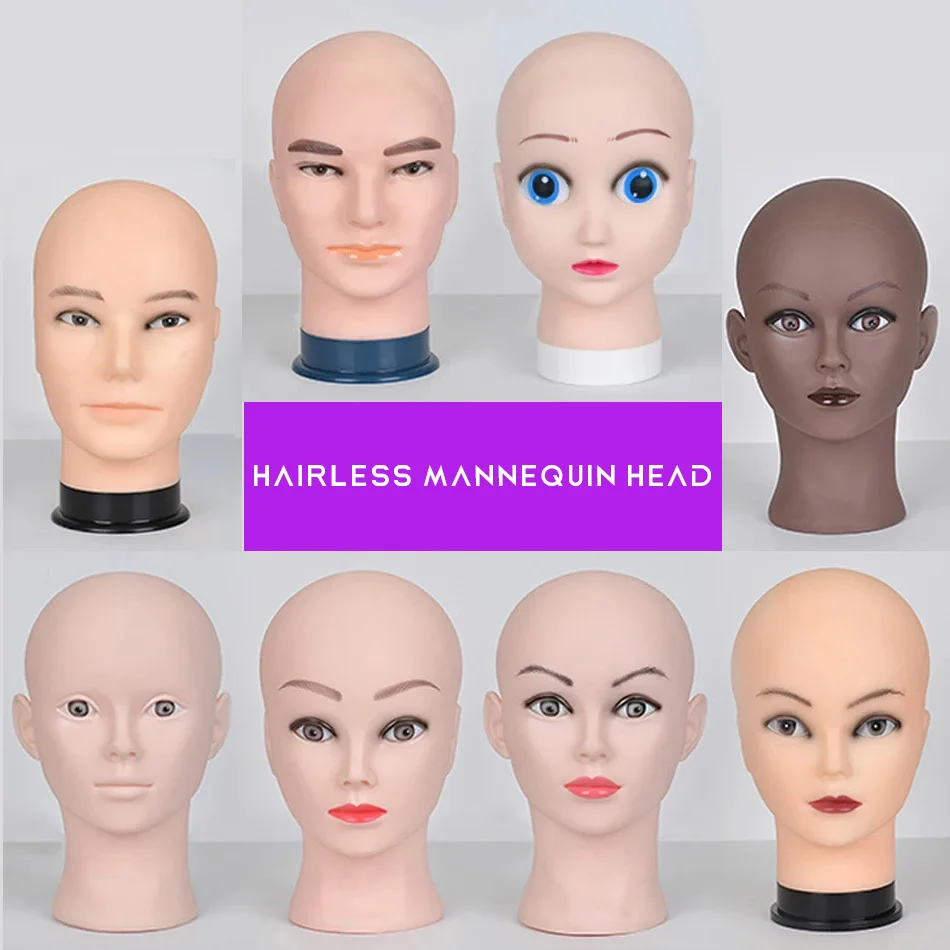 Mannequin Head Without Hair and holder tripod Female and male African Head model For Making Wig Stand Manikin Training Head