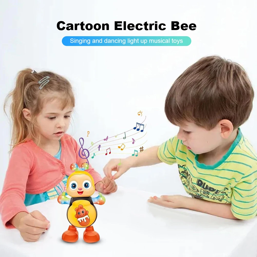 Dancing Bee Toys With Musical And Lights Cartoon Swinging Bee Electric Soothing Toys For Children Preschool Learning Singing Toy