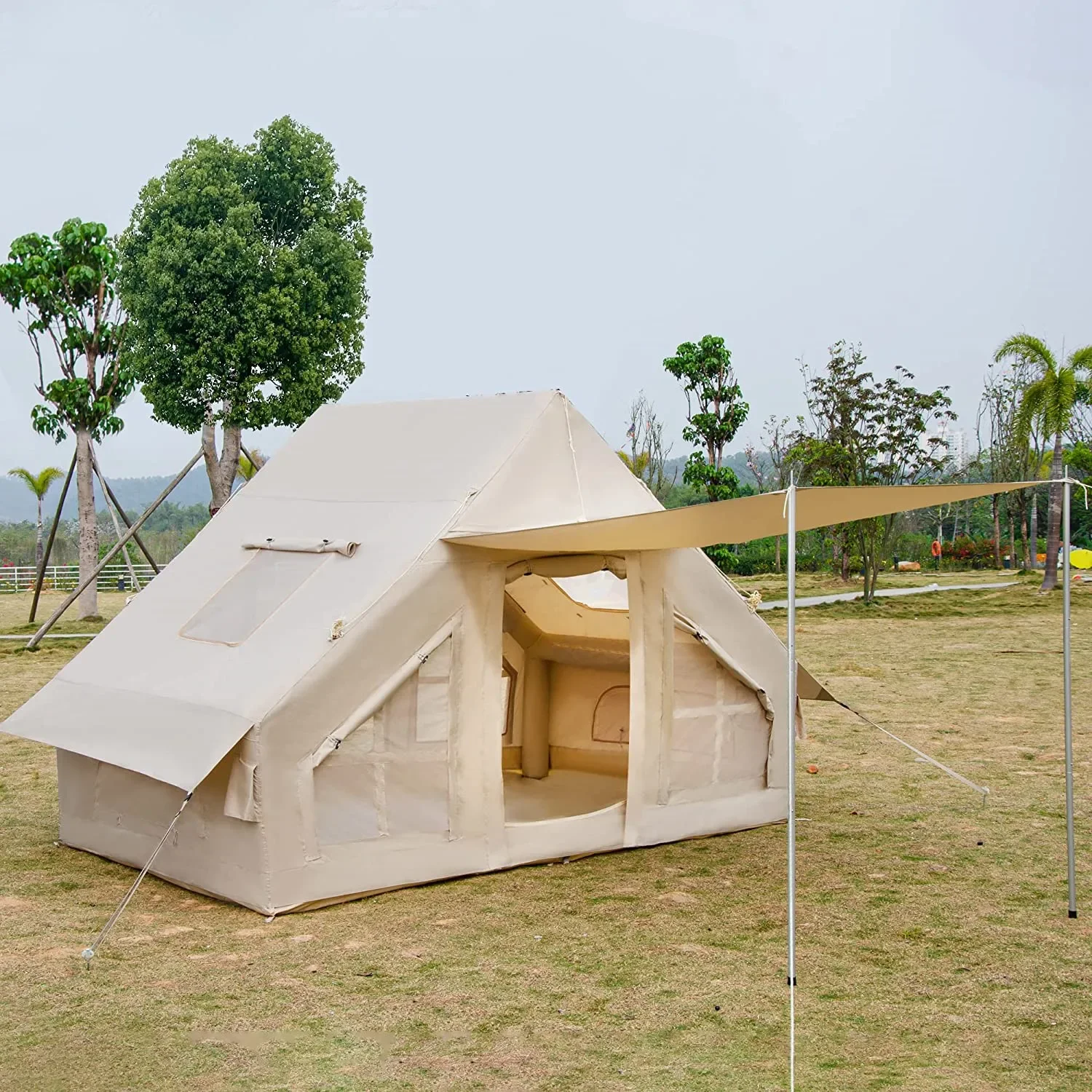 

Pop up Automatic Glamping Air Inflatable Cabin Tent With Flysheet