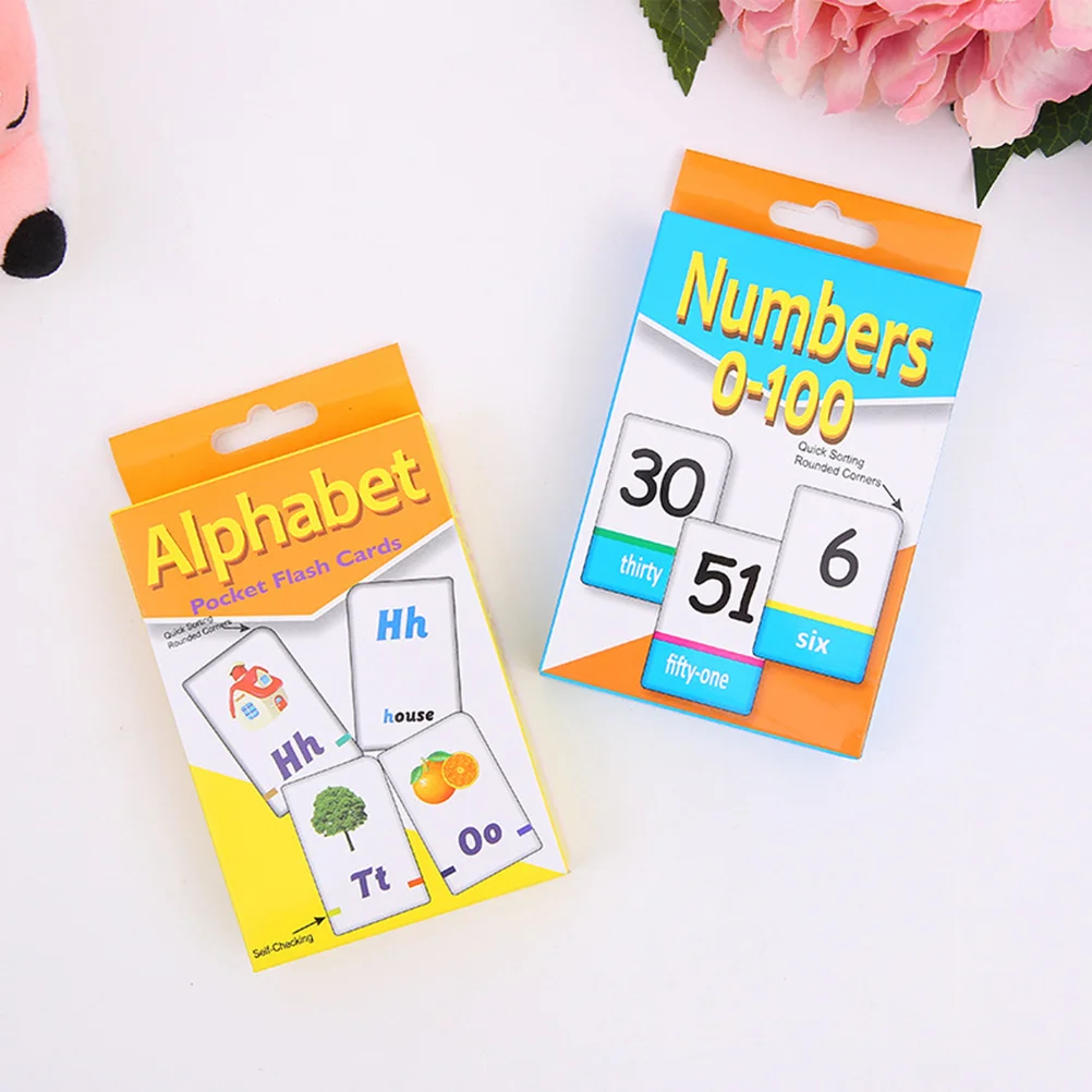 ชุดการ์ดคำศัพท์ตัวอักษรและตัวเลข 2 ชุด สำหรับเด็ก เกมการเรียนรู้เบื้องต้น ของเล่นเสริมพัฒนาการ ตัวอักษร ABC ตัวเลข อุปกรณ์การเรียน ของขวัญปริศนา