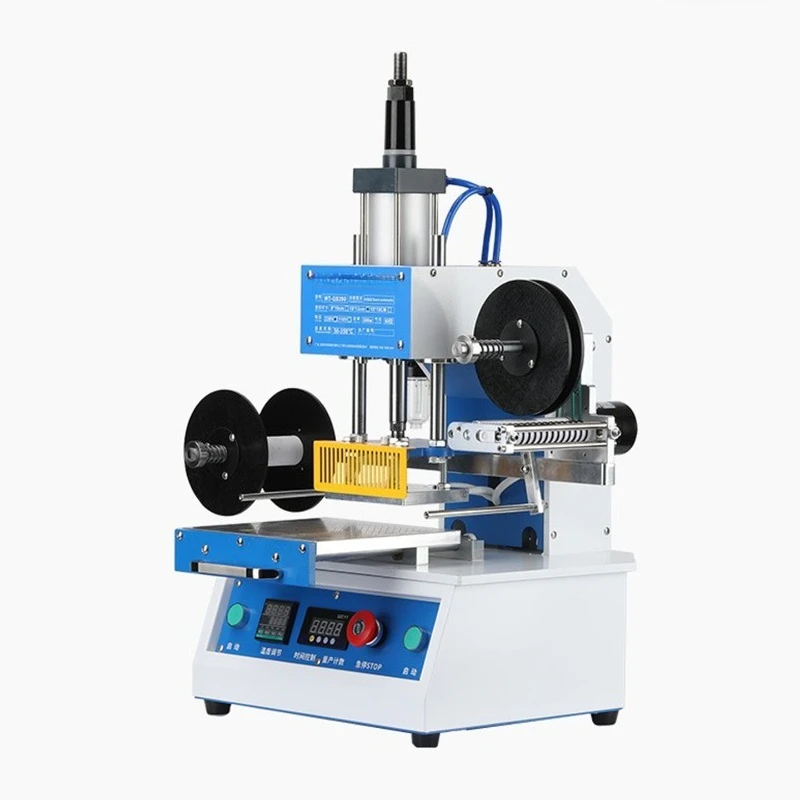 Semi Auto Pneumatic Hot Stamping Press 500W 110V 220V With Automatic Foil Feeding T Slot For Garment Shoes TPU Label
