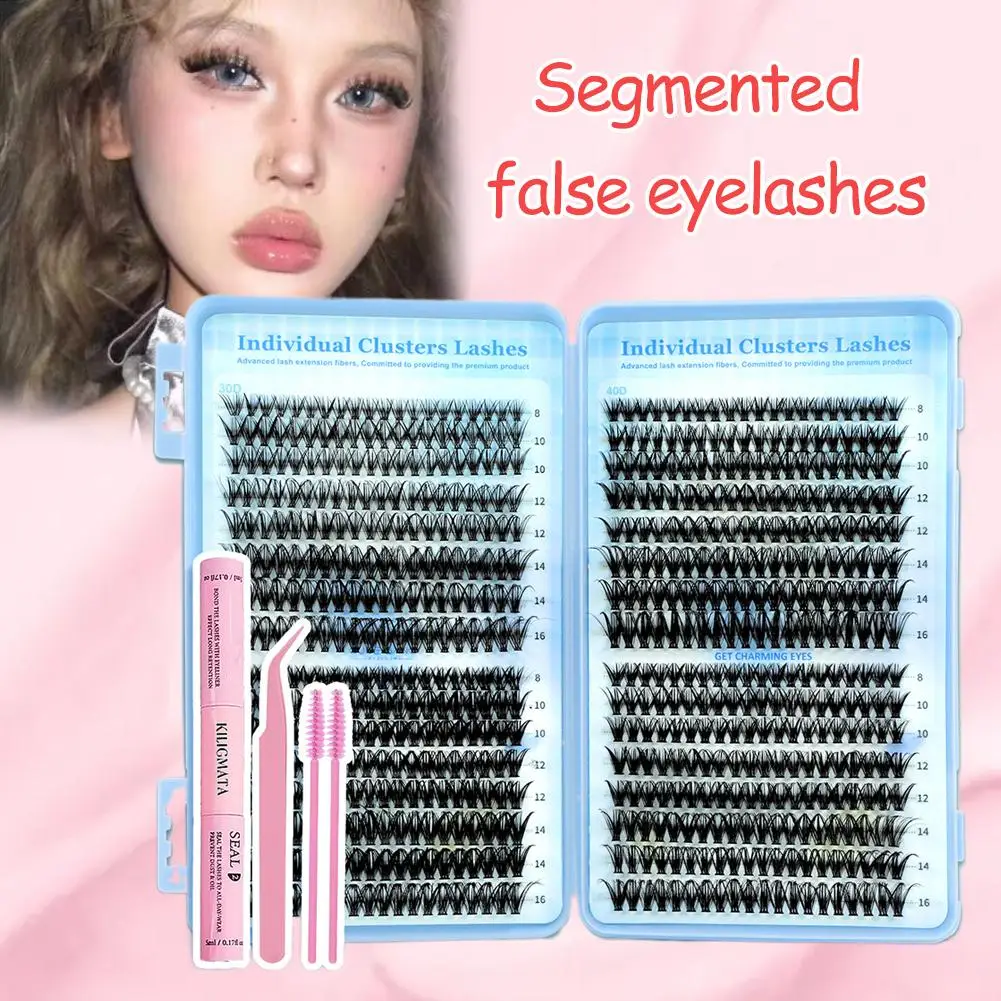 Wimperverlengingsset 30D 40D 50D Individuele wimpers Pincet Pluizige kit Gemengde wimpers Piekerige lengte met lijmclusters L7F9