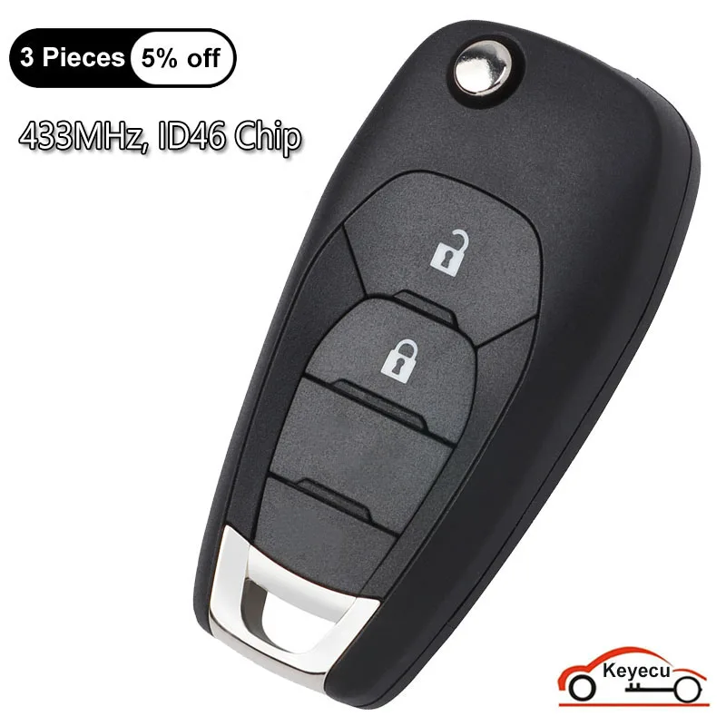 KEYECU 2 Buttons 433MHz ID46 Chip for Holden Colorado RG 2017 2018 2019, Astra BK 2016-2019 Auto Flip Remote Control Key Fob