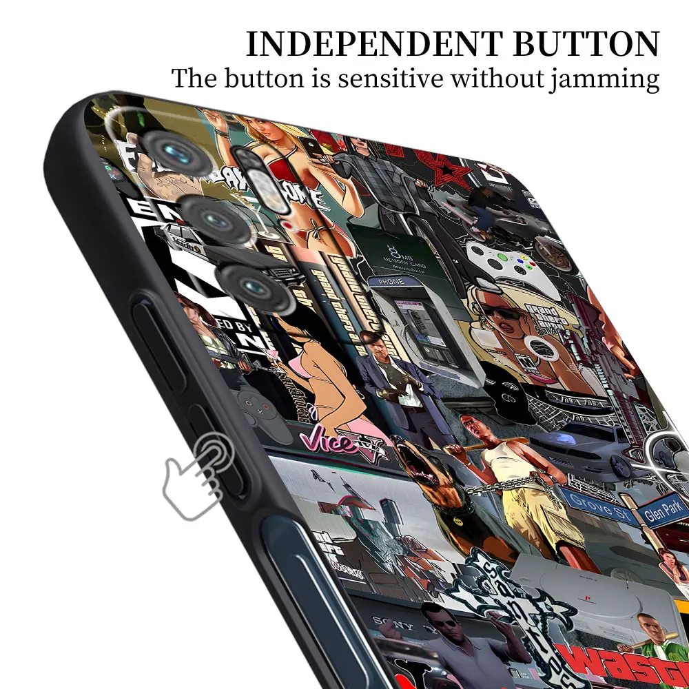 Grand Theft Auto GTA5 Game Case for Xiaomi Redmi Note 12 11 10S 11E 13 Pro Plus 10 8 9 9S 7 11S 11T TPU Black Soft Phone Cover #5