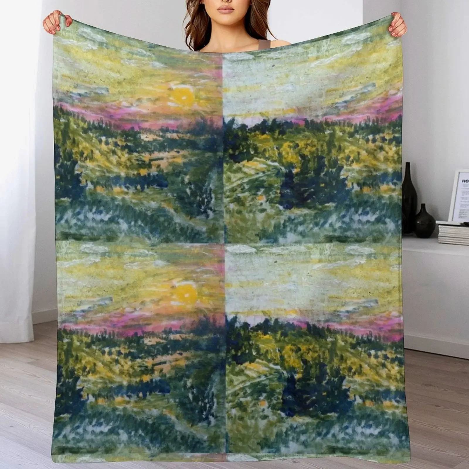 PCEI Sunset - acryic -2021 Throw Blanket Travel Size Cozy Blanket for Plane Train