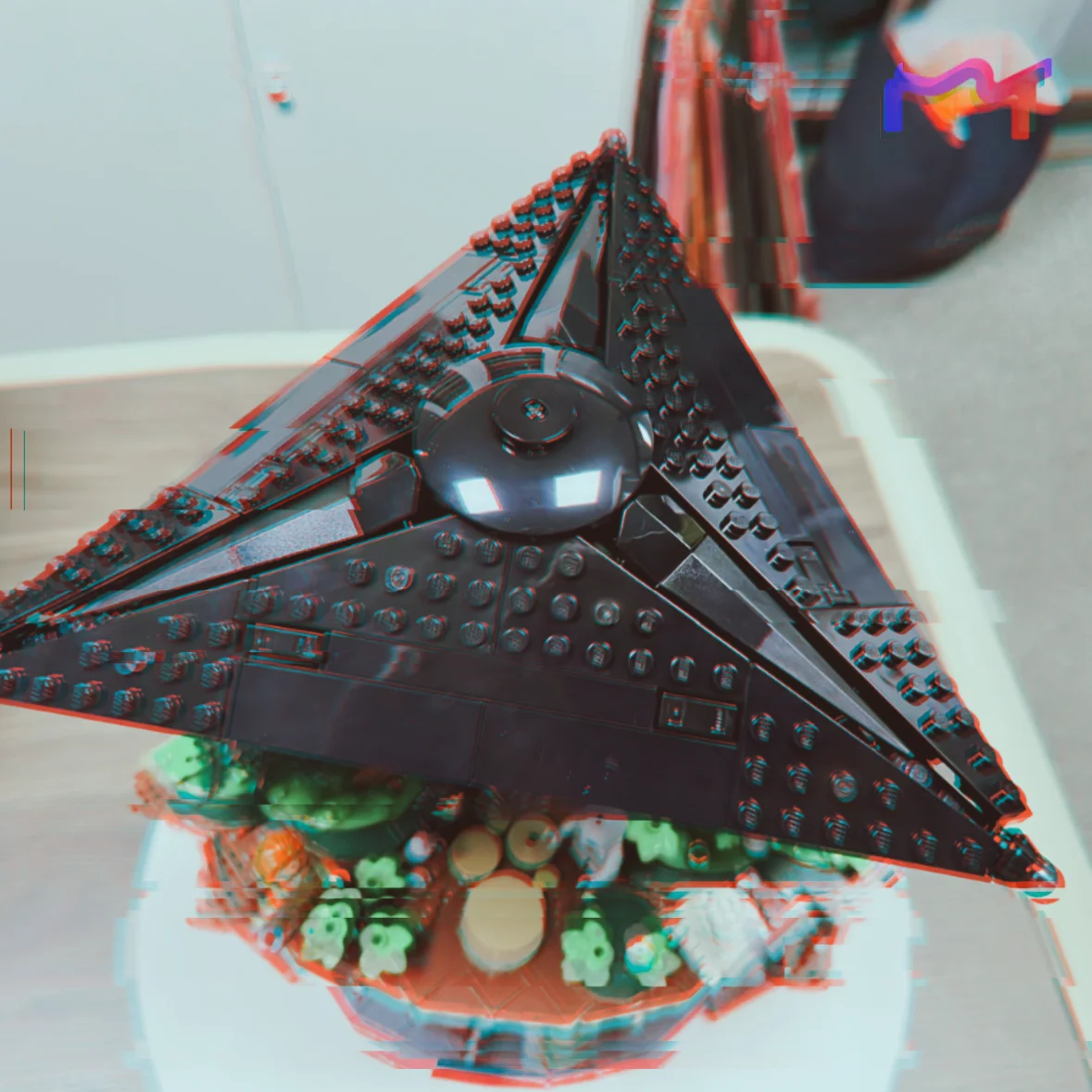 In Stock 1478pcs Alien UFO Scene Building Blocks, Double Layer Underground Research Base Model, Creative Desktop Holiday Gifts