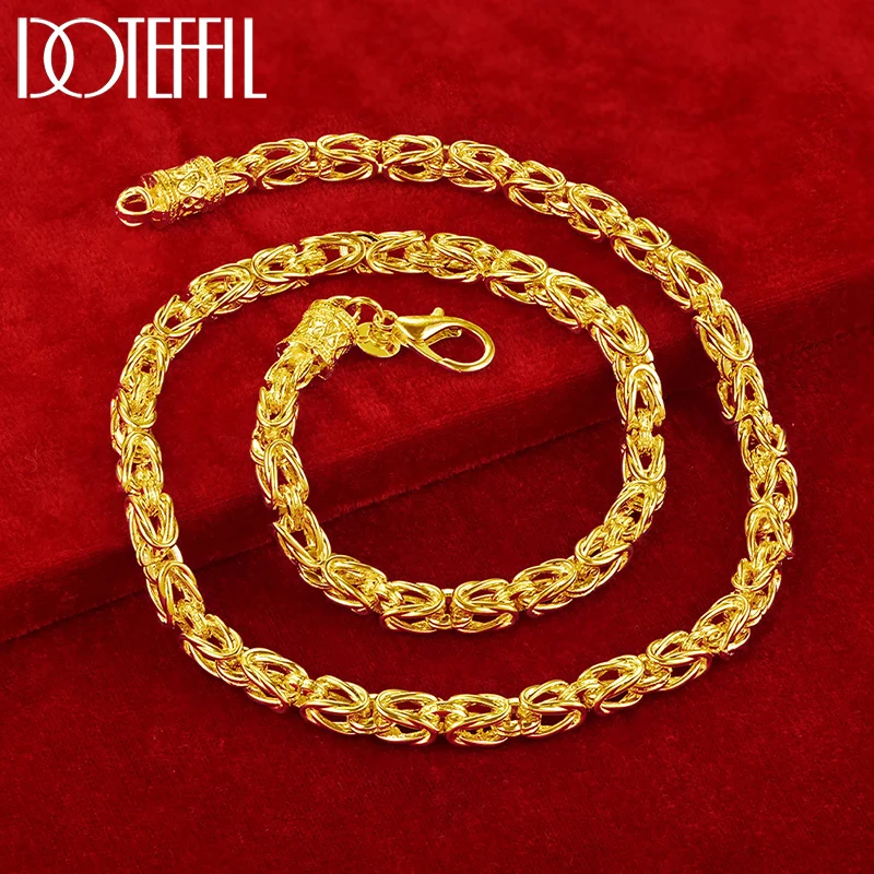 DOTEFFIL 18K Gold 20 Inch 5mm Faucet Chain Necklace For Women Man Fashion Wedding Engagement Party Charm Jewelry