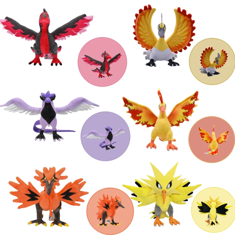 

Pokemon Plush Toys Galarian Zapdos Zapdos Shiny Ho-Oh Galarian Articuno Vivillon Moltres Soft Stuffed Toys