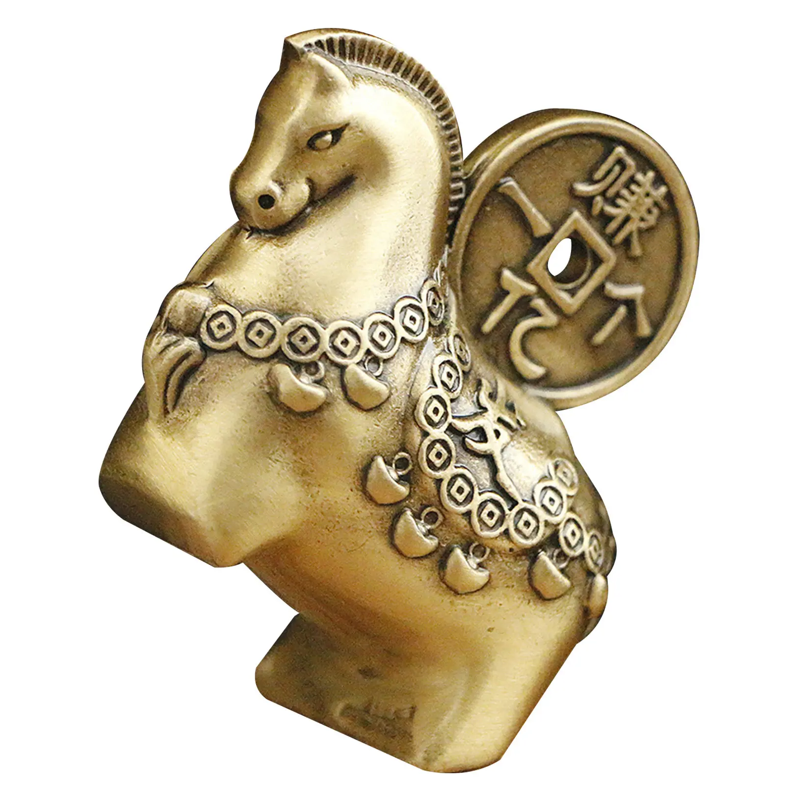 

Миниатюрная латунная статуэтка лошади 2026 - Золотая фигурка лошади по китайскому зодиаку для привлечения позитивной энергии - Декор для офисного стола по фен-шуй, приносящий удачу