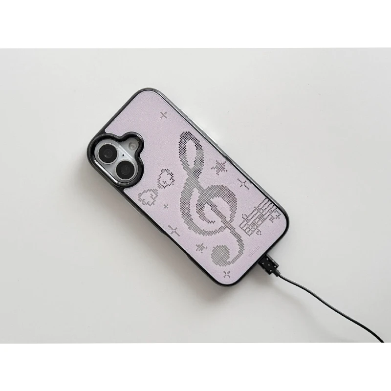 INS Korean Pink Mosaic Music Notes Phone Case For IPhone 17 Air 16 15 14 12 13 11 Pro Max Mini 78Plus Anti Fall  Back Y2k Cover view 4