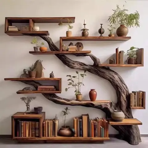 연고 나무 다실 보구 선반 장식품 새로운 중국 단단한 나무 보관 책장