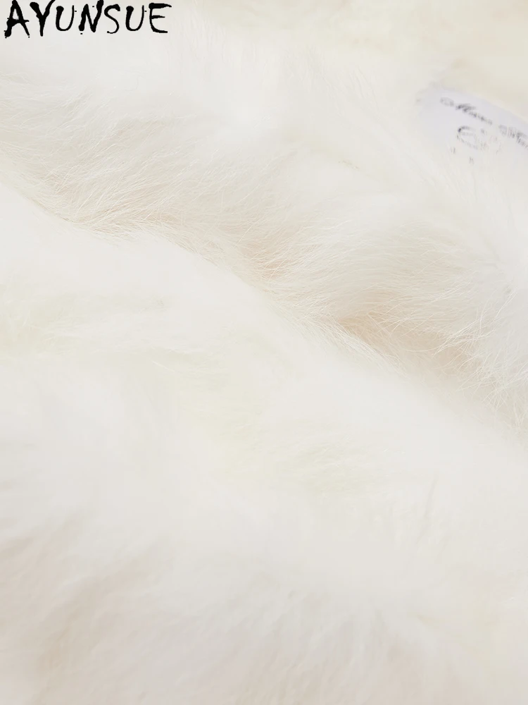 AYUNSUE 너구리 모피 파카 여성 2025 리얼 퍼 코트 겨울 의류 중간 길이 트렌치 코트 너구리 모피 칼라 여성용 코트