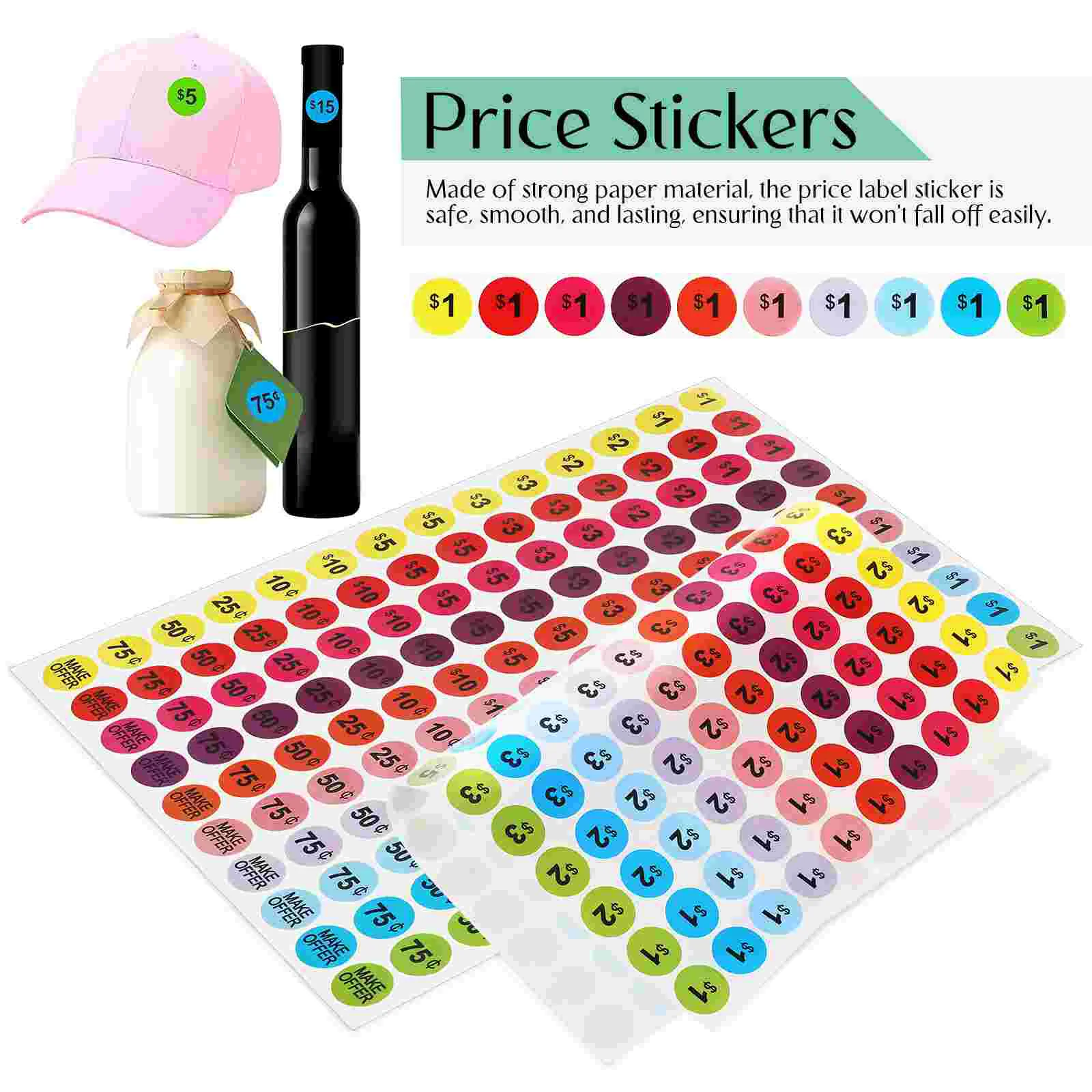 15 Sheets Product Price Tag Yard Sale Stickers For Garage Supplies Pricing Sign The Tags