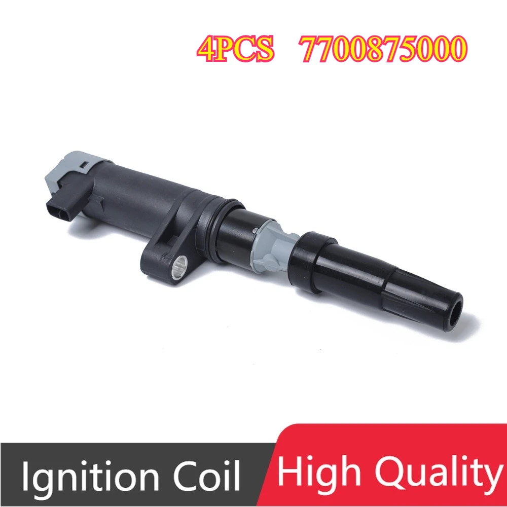 

4Pcs 7700875000 8200154186 8200154186A Ignition Coils For Renault Clio Scenic Megane Laguna Kangoo Trafic 1.4L 1.6L 2.0L F4R