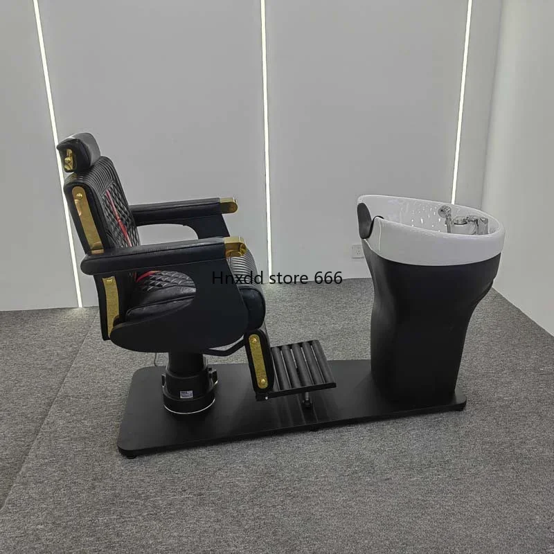 High-grade electric rotatable shampoo bed, special hair salon, flush bed ceramic basin