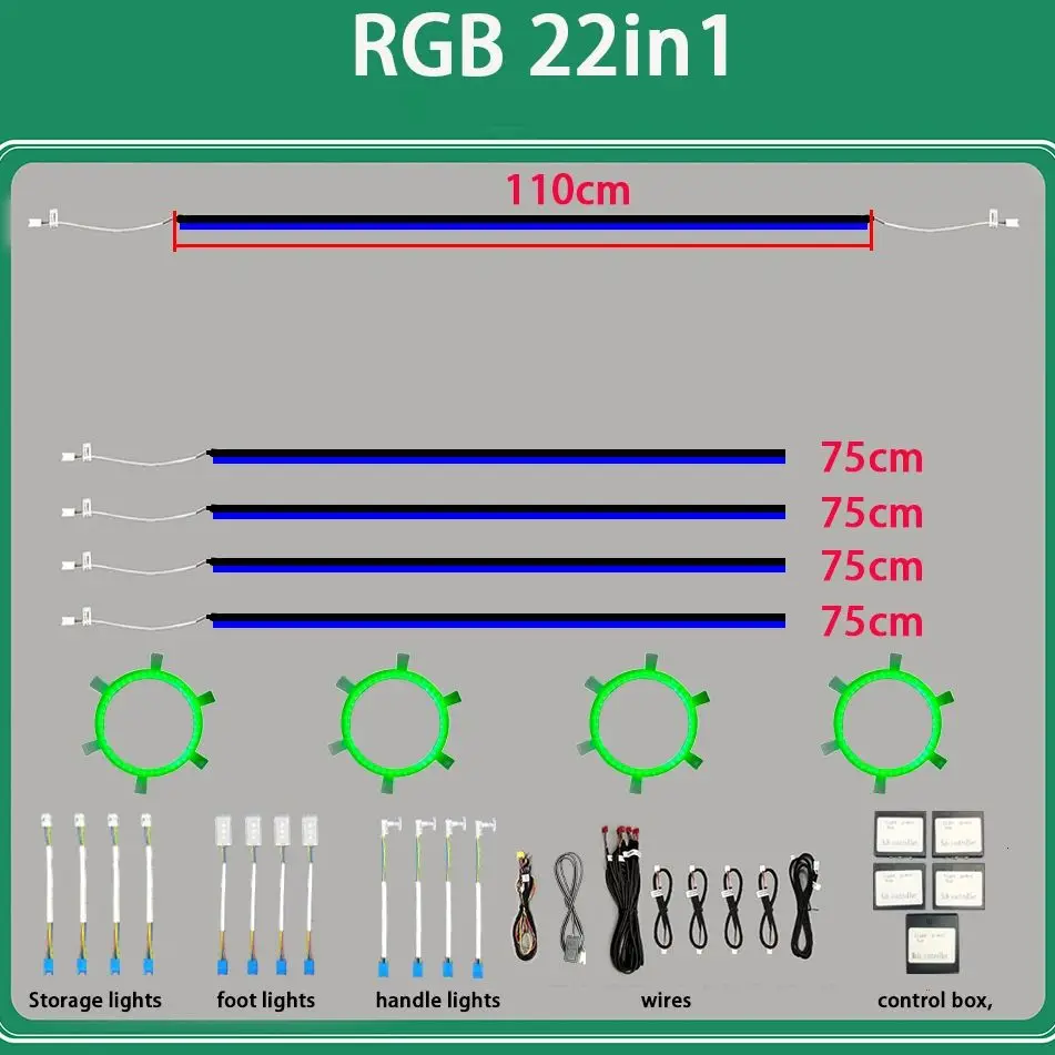 

Automobile atmosphere lamp 22in1 Car Ambient Lights colorful 18in1 acrylic light guide strip decorative car atmosphere light
