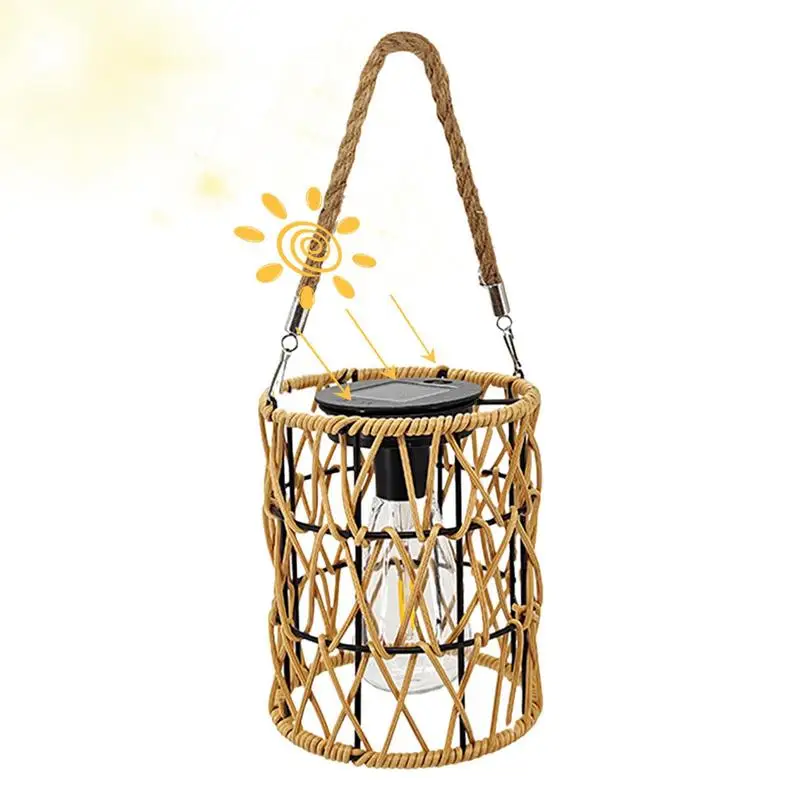 

Solar Rattan Lantern Solar-powered Pendant Light Waterproof Hollow Design Pendant Light 1000mAh For Patio Yard Garden Home