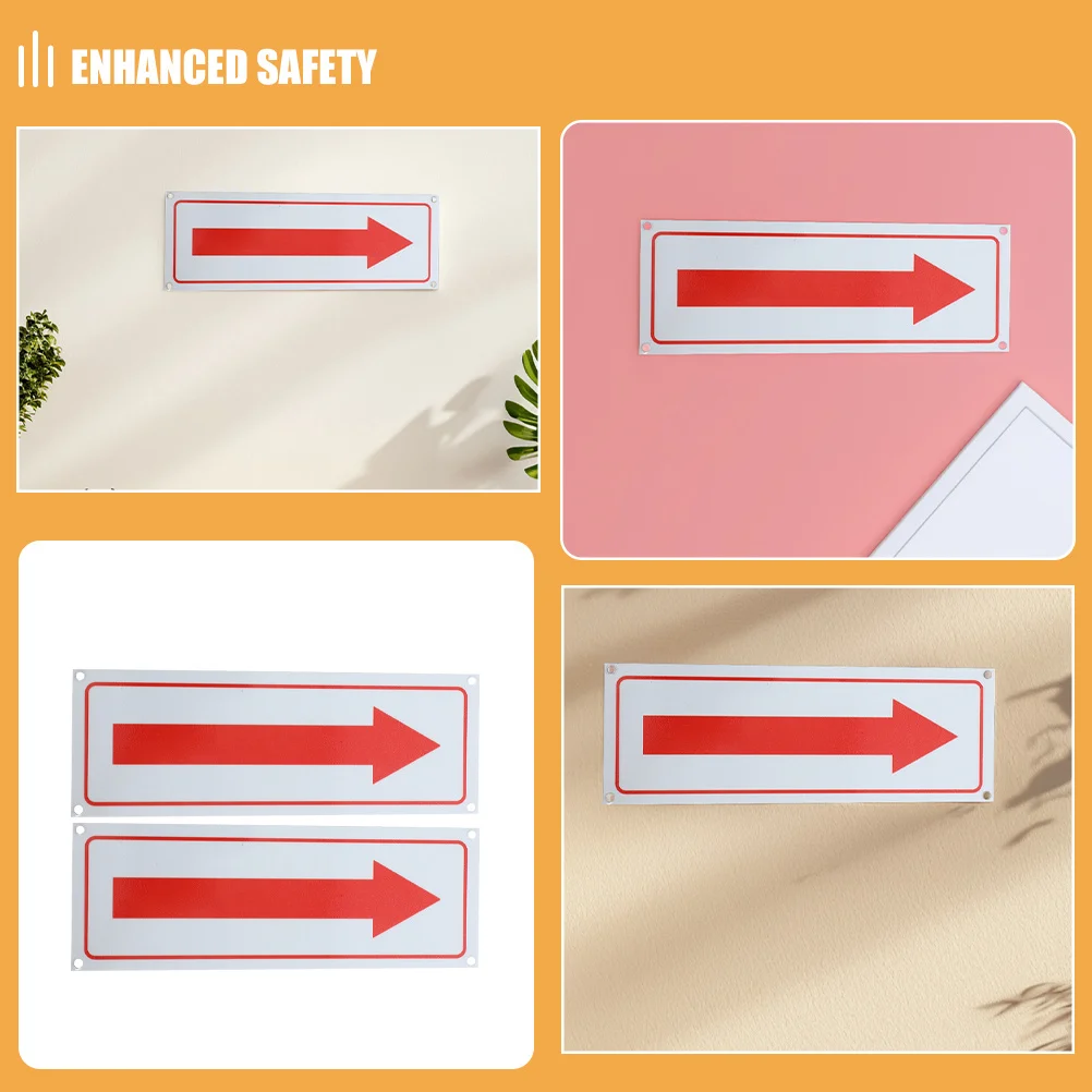 2Pcs Arrow Signs Aluminum Alloy Metal Reflective Directional Guidance Signs Indoor Outdoor School Safety Traffic Arrow