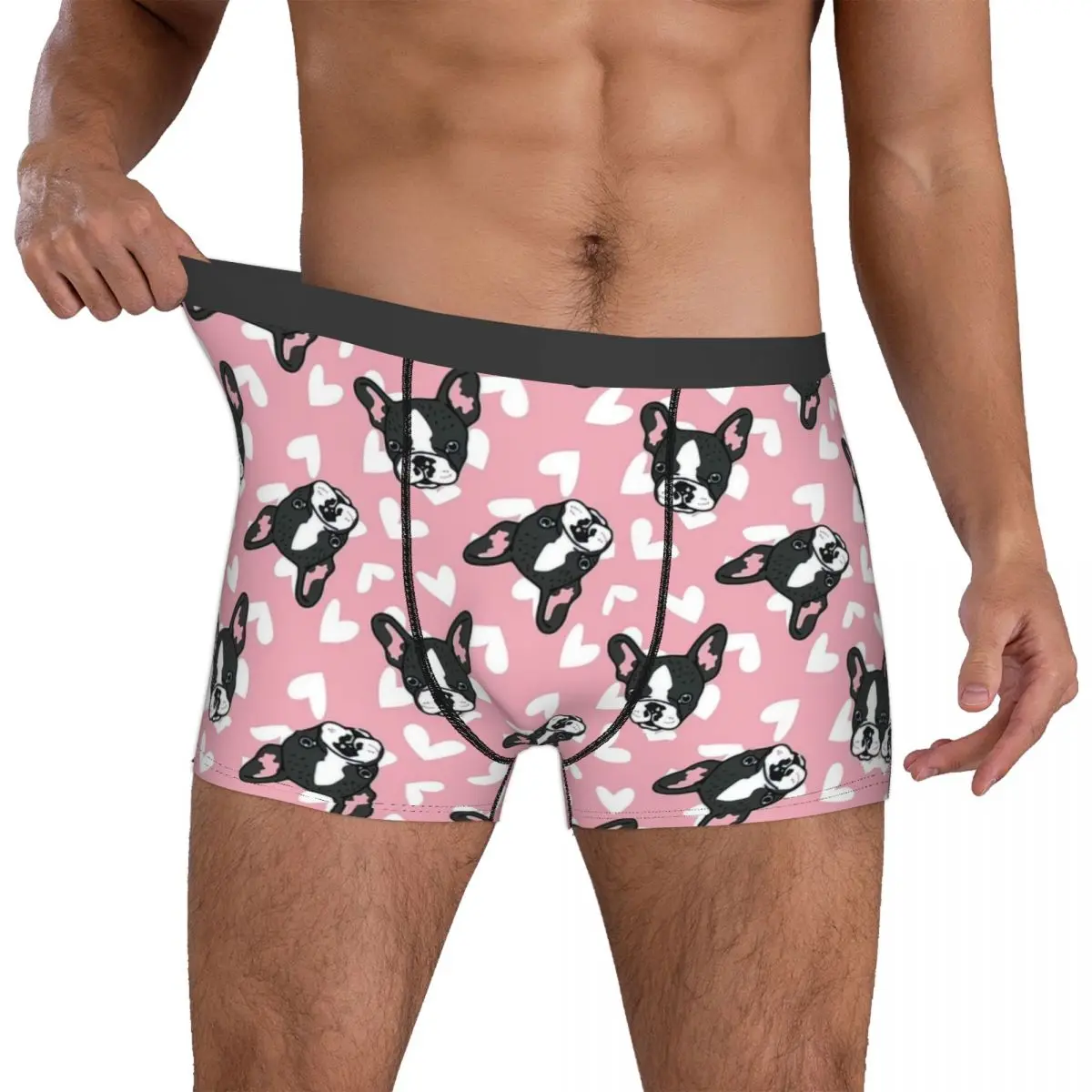 Calzoncillos de Bulldog Francés para hombre, ropa interior transpirable, pantalones cortos con estampado