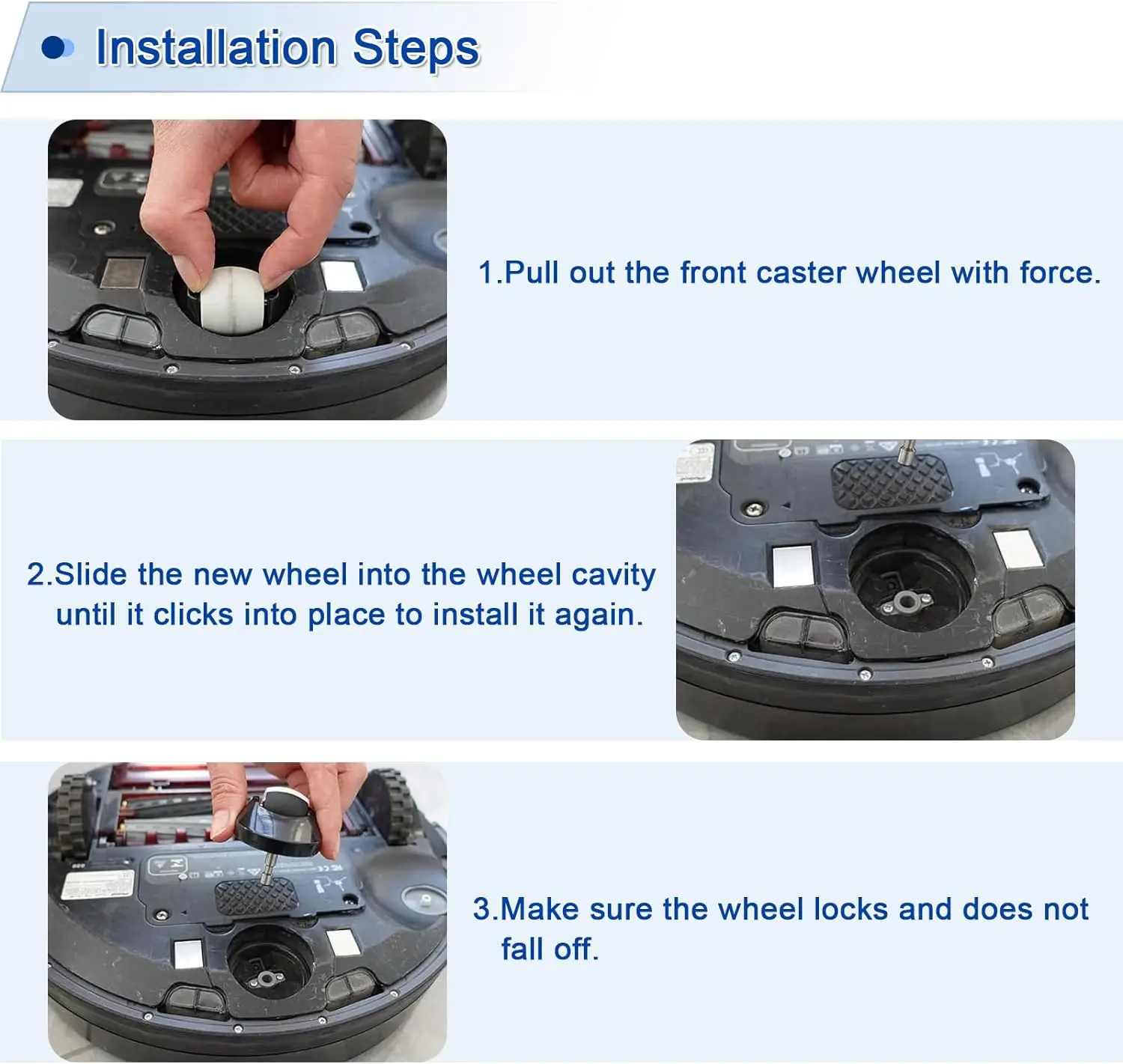 Front Wheel Caster Assembly For iRobot Roomba 500  600 700 800 900 i7 E5 E6 Series Robot Vacuum Cleaners Anti-Slip Accessories