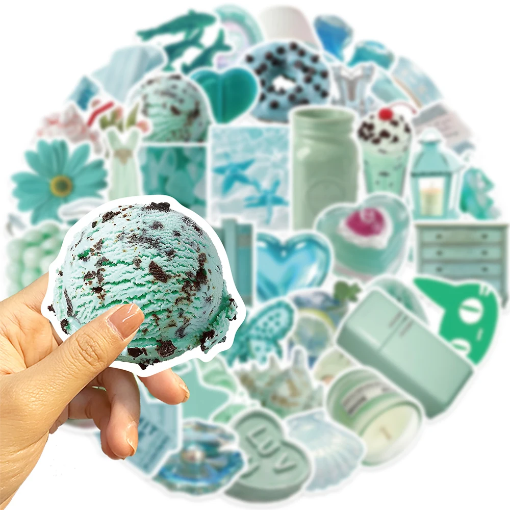 10/30/50pcs Cute Mint Green Stickers Ins Style Cartoon Decals Notebook Fridge Laptop Phone Case Bike DIY Decoration Kids Toy view 5