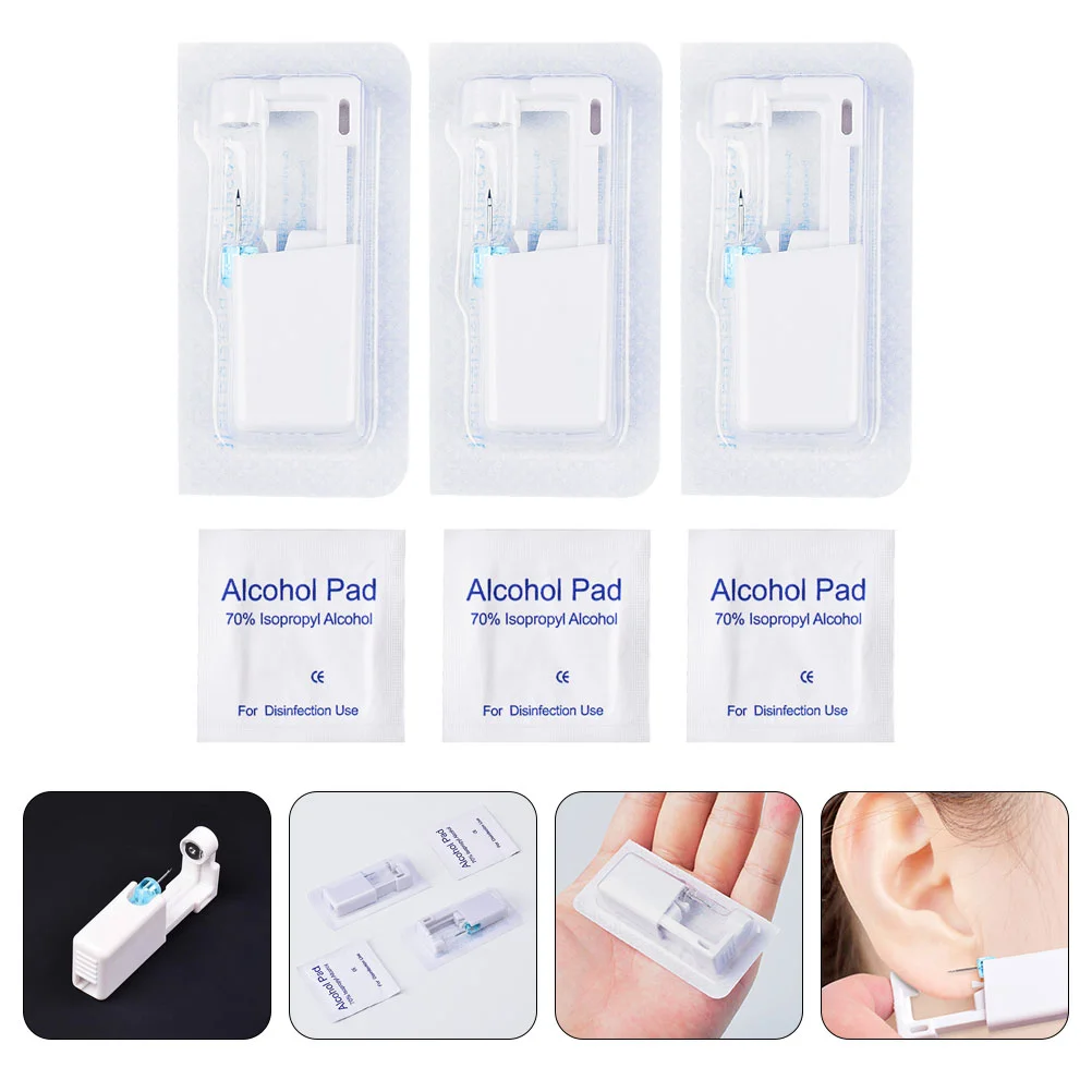 3 Pcs Ear Piercing Accessory Hole Tool Stainless Steel Device Pads Painless Supply