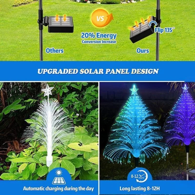 Solar Christmas Tree Lights Outdoor Decoration 7 Color Changing Outdoor Waterproof Outside Lights for Yard Pathway Decor