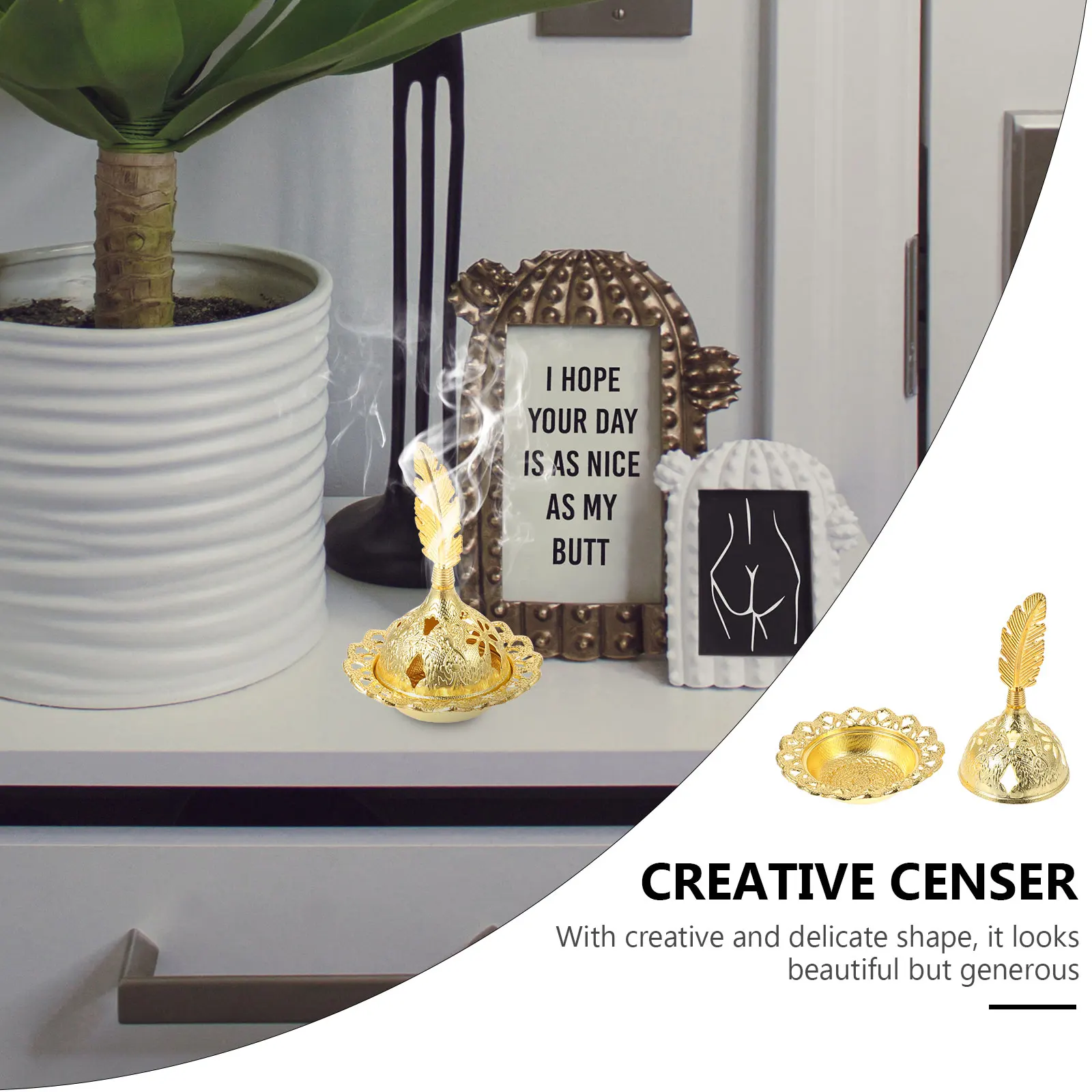 

1pc Creative Decorative Incense Burner Zinc Alloy Censer Home Decor Stove Relaxing Atmosphere Tabletop