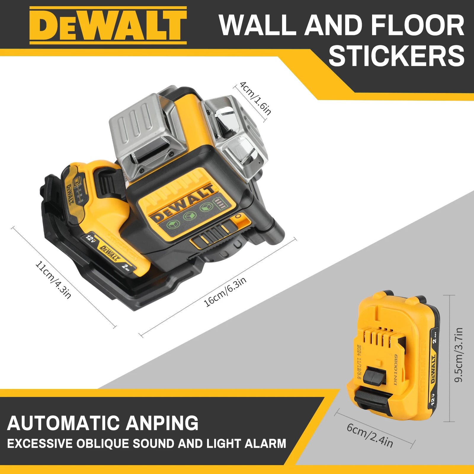 Dewalt DW089LG Sides*360 Degree Vertical 12V Lithium Battery Lines Laser Level 360 Horizontal Green Meter Outdoor 2025 new