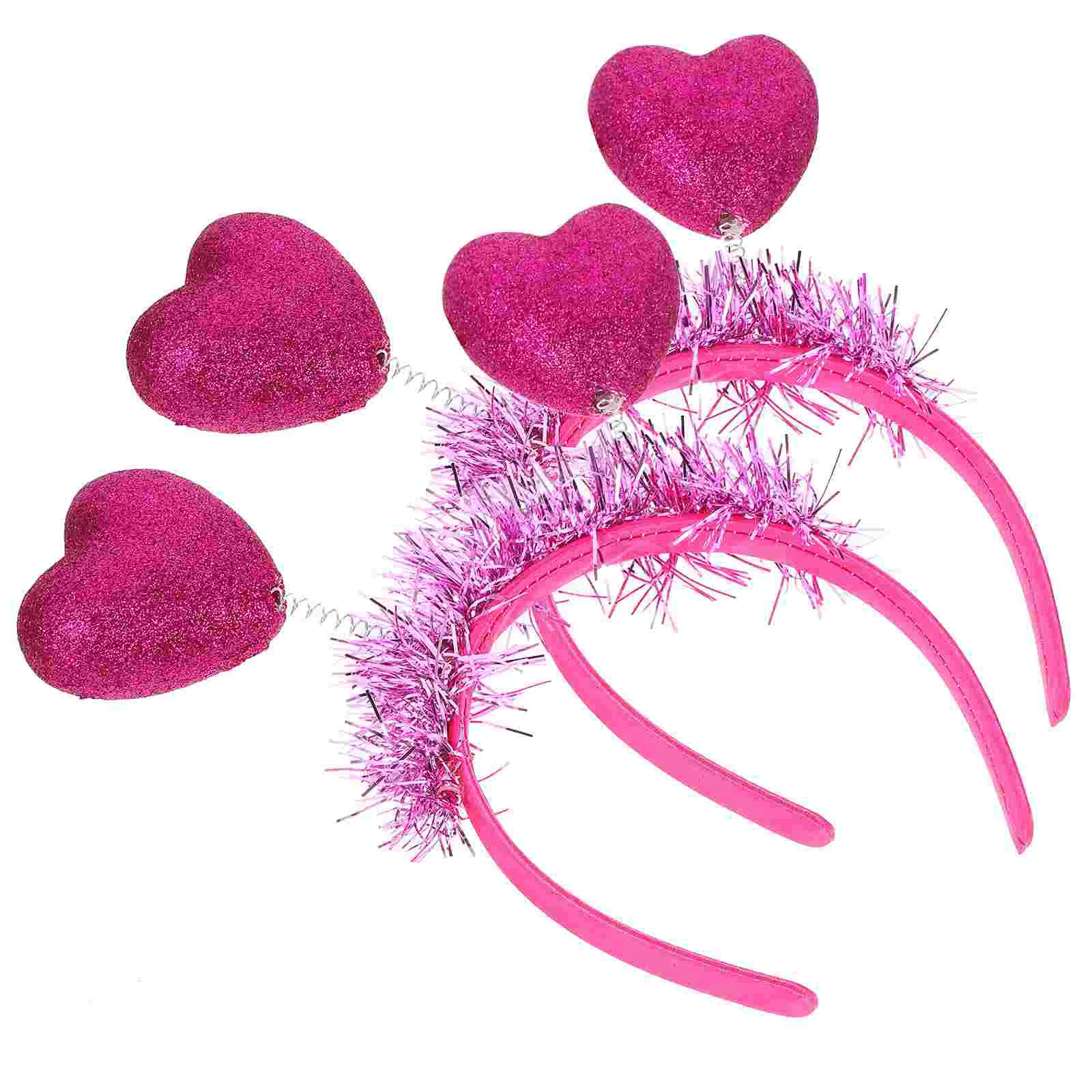 

2 Pcs Love Headband Props Wedding Decor Hair Hoop Pompom Valentine's Day Female Accessory Gift Iron Miss Party Supplies