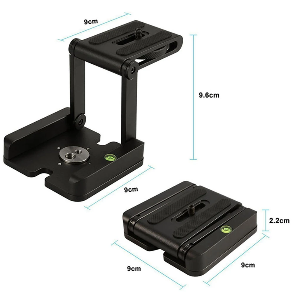 SCLS Z-Type Folding Head Quick Release Plate Base Z-Type Bracket with Quick Release Plate QR Plate for Camera Tripods