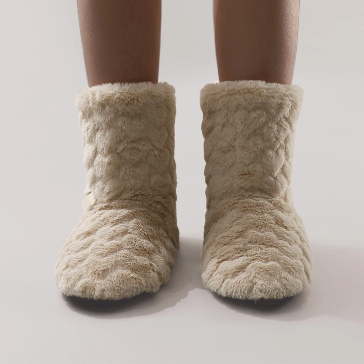 Winter Couple's Floor Socks, Adult Thickened and Fleece-Lined Indoor Shoes, Dance High-Tube Floor Boots, Early Education Parent-