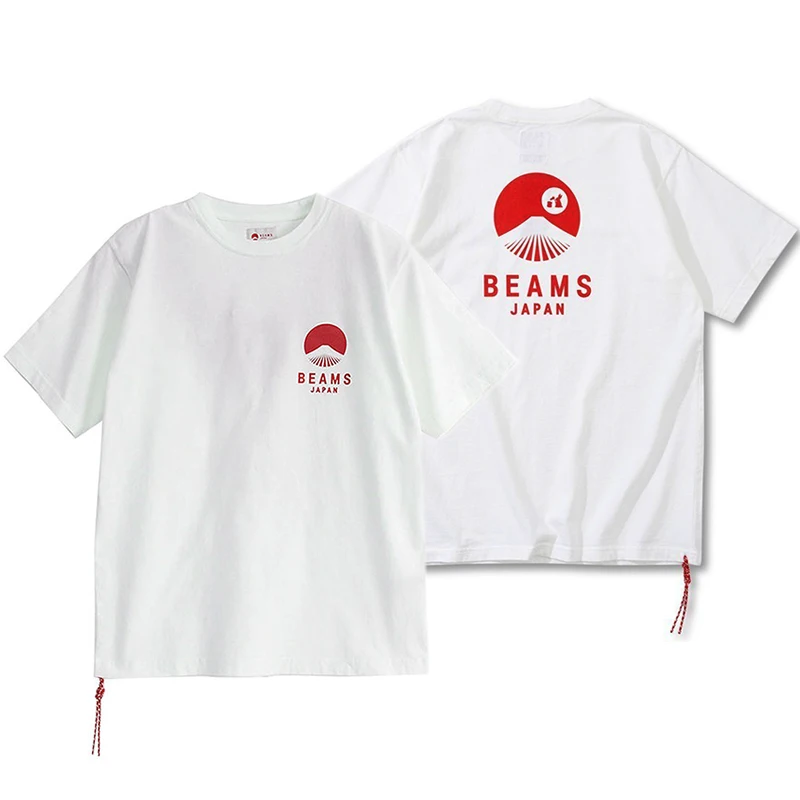 Japan Style Rabbit Year Limited Red Rope Short Sleeve Unisex T-Shirt Fuji Mountain Print Casual Cotton Top for Couples