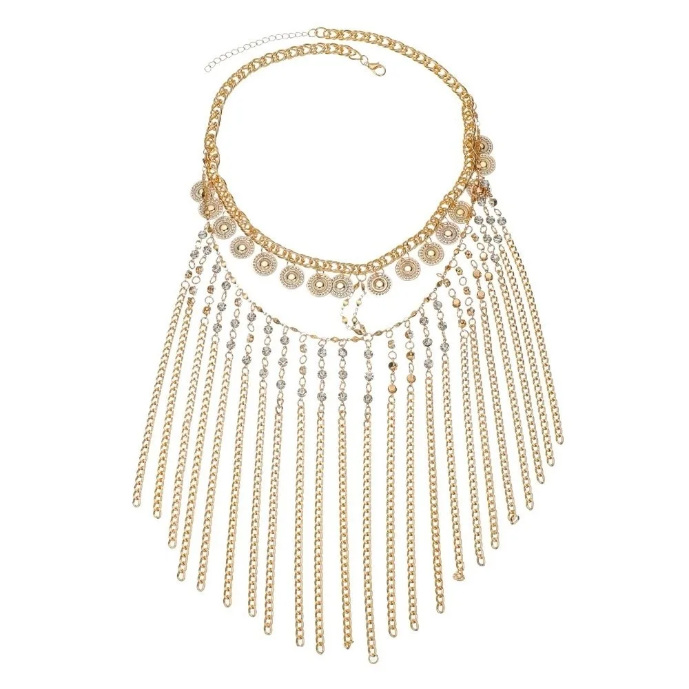 

Coin Bell Belly Dance Face Veil Rhinestone Gold Curtain Head Chain Long Tassel Cosplay Headband Masquerade Mask Hair Accessories