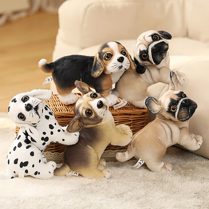 5 Styles High Quality Simulation Dog Plush Toy Stuffed Lifelike Bulldog Beagle Chihuahua Puppy Dolls Home Decor Birthday Gifts