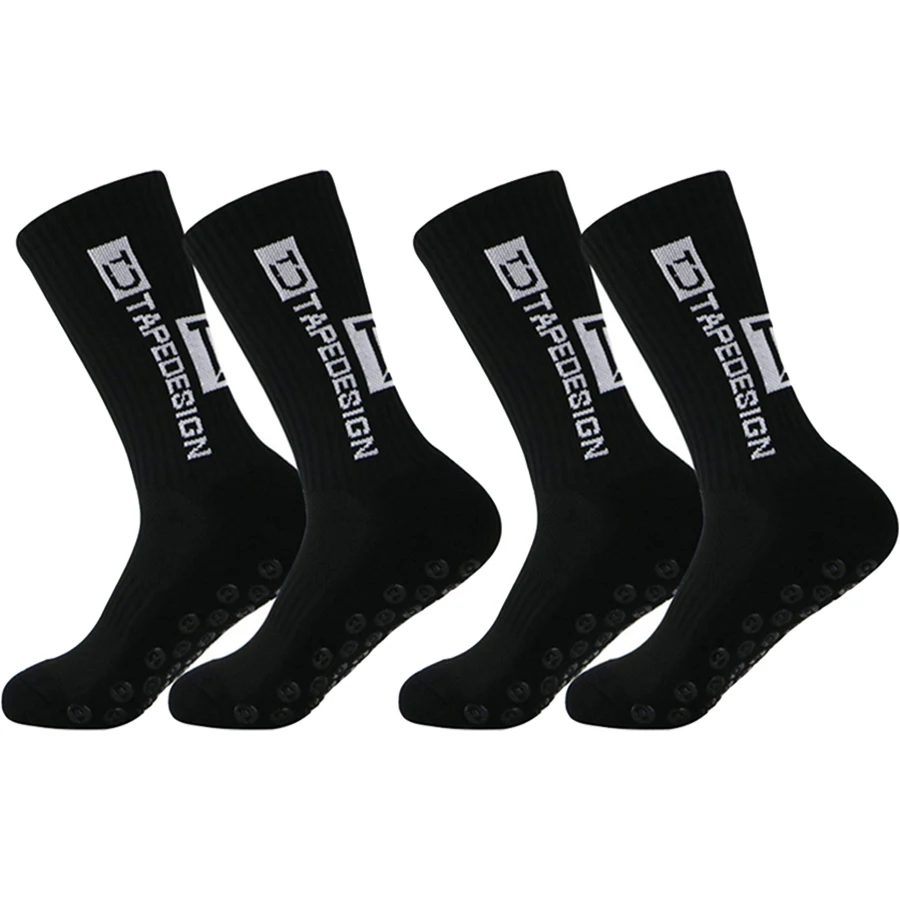 زوجان من جوارب كرة القدم، جوارب رياضية متوسطة الطول للرجال، جوارب للجري، جزء سفلي سميك مضاد للانزلاق، مقاوم للاهتراء #2