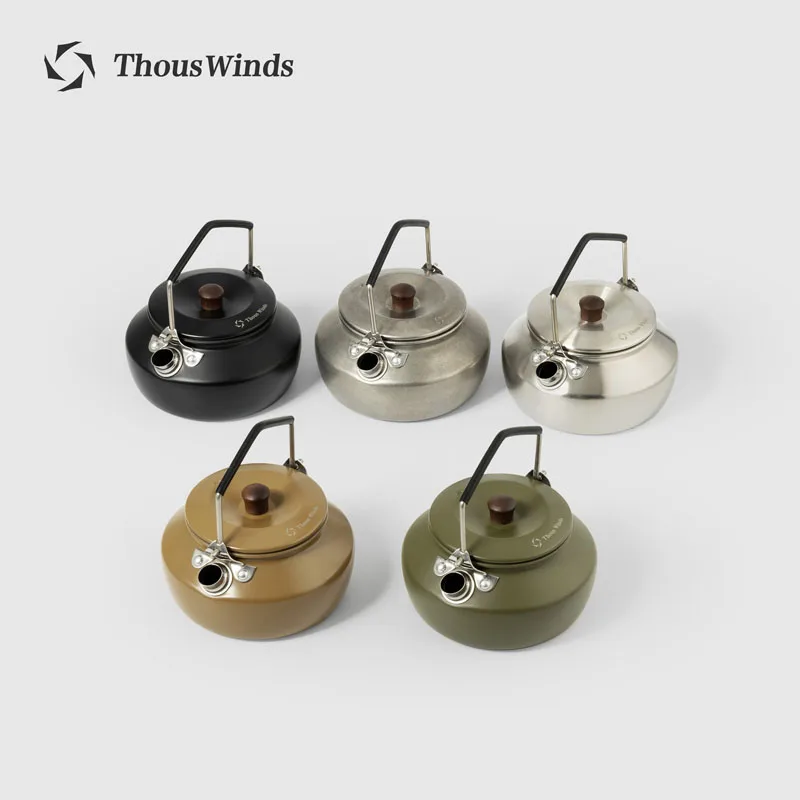 Thous Winds 0.6/1L Camping Kettle Portable Outdoor Tourist Tableware Utensils Tea Coffee Cookware Hiking Supplies Equipment