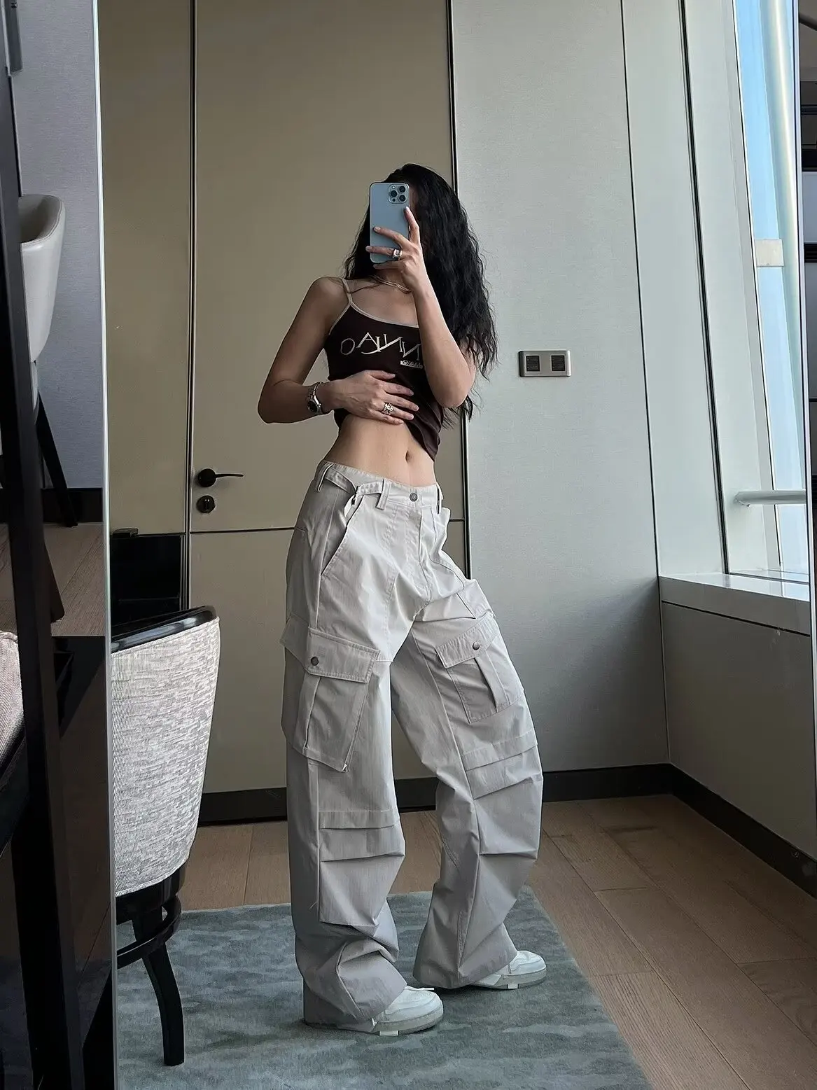 

Female Loose Grunge Cargo Pants Y2k Multiple Pockets Straight Women Trousers Couple Summer Quick-drying Wide Leg American Pant