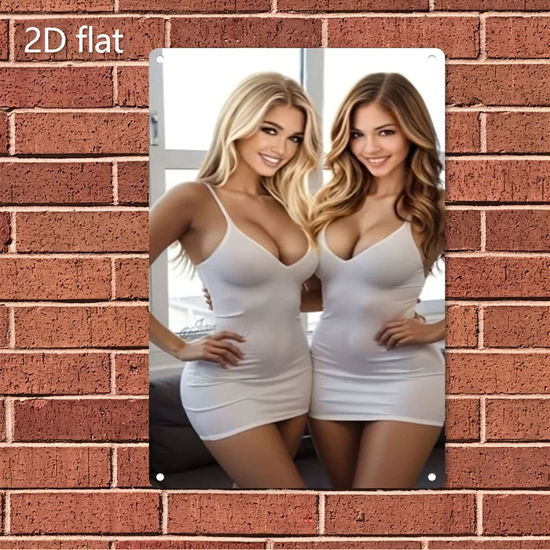 

Elegant Woman White Dress Metal Sign Poster Durable Iron Wall Art Waterproof for Home Office Bar Decor