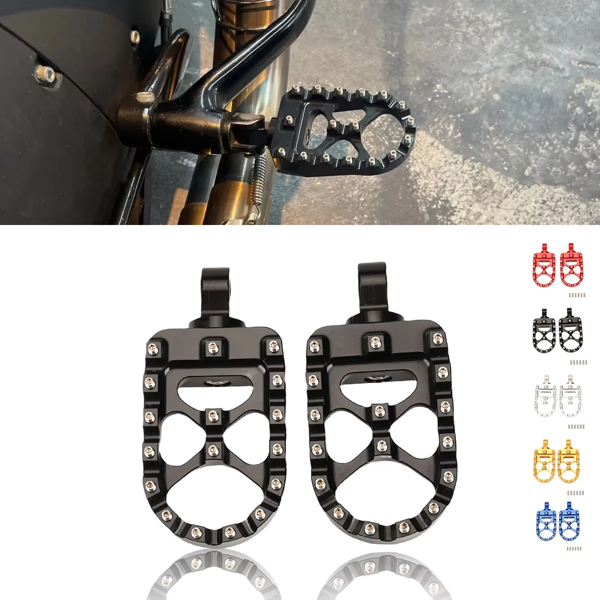 Motorrad CNC Breite Fußrasten 360° °   Drehbare Fußrasten Bobber Chopper für Harley Dyna Fatboy Wide Glide Sportster Iron XL 883