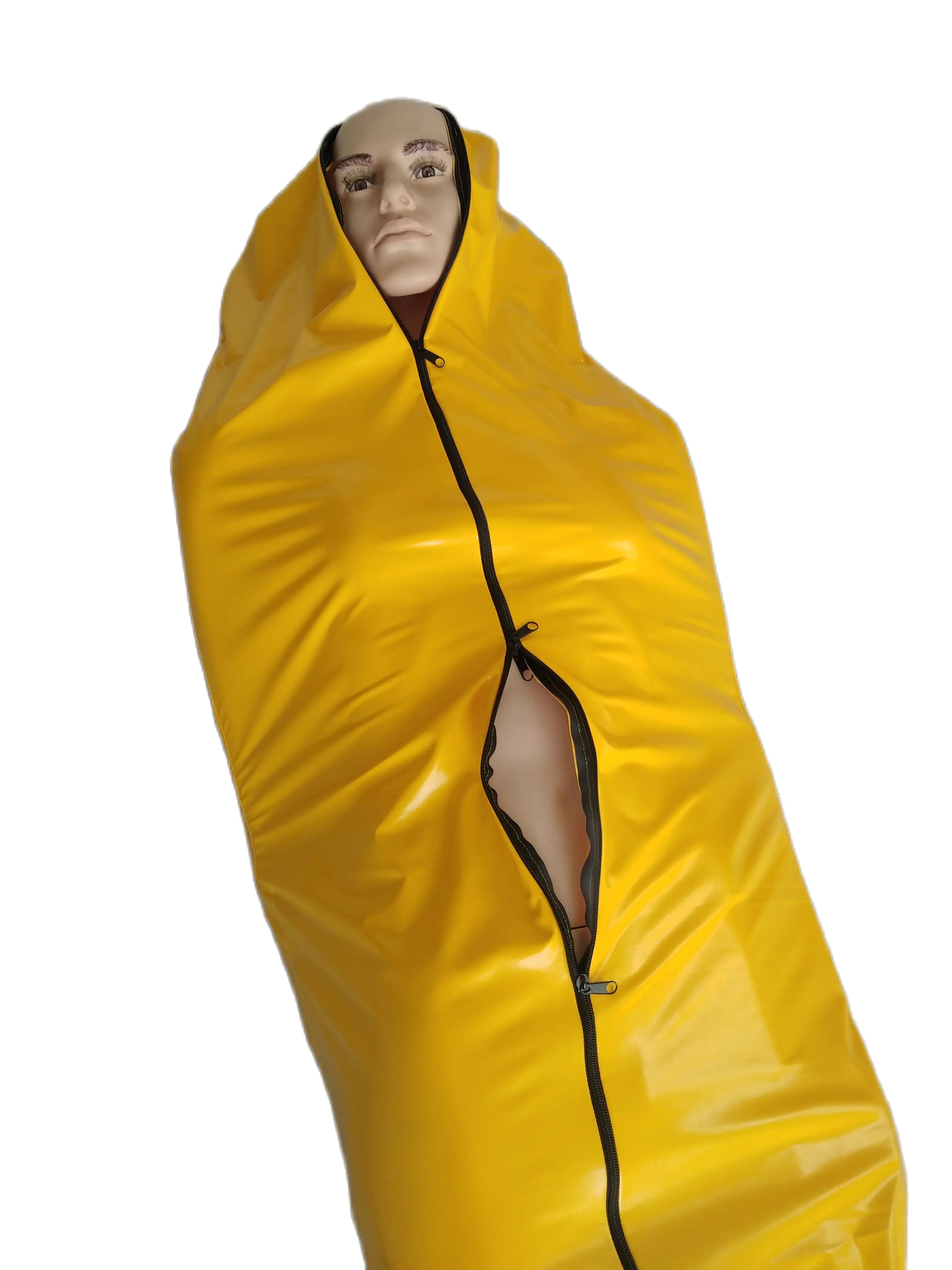 Pvc faux leather mummy bodysuit Spandex Sleeping Bag Zentai Catsuits adults cosplay front 3-ways zipper bodybag Stage Props - Image 3